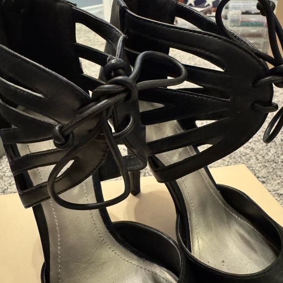 BCBGeneration Black Lace-Up Heels - Picture 2 of 9